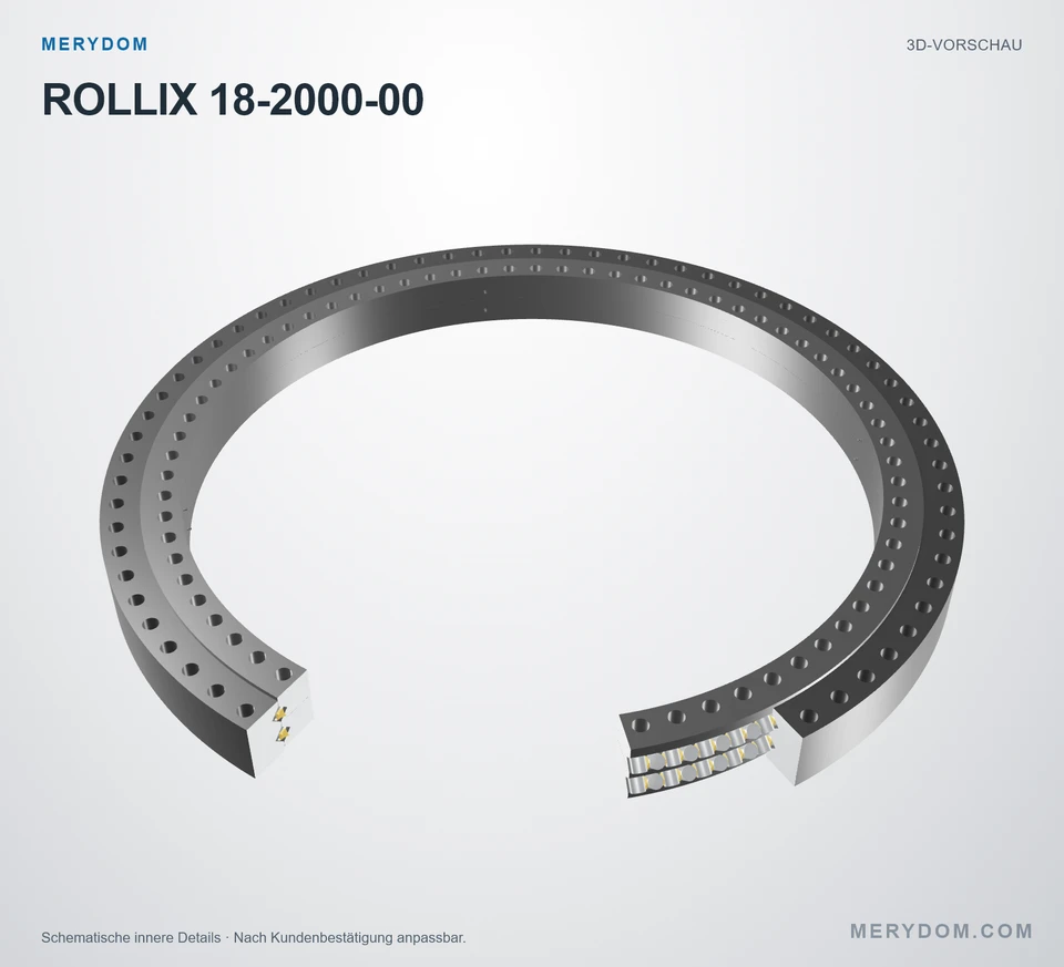Vorschau des 3D-Modells des MERYDOM-Ersatzdrehkranzes für ROLLIX 18-2000-00.
