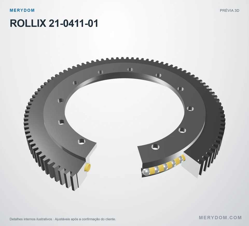 Prévia do modelo 3D do rolamento de giro de substituição MERYDOM para ROLLIX 21-0411-01.
