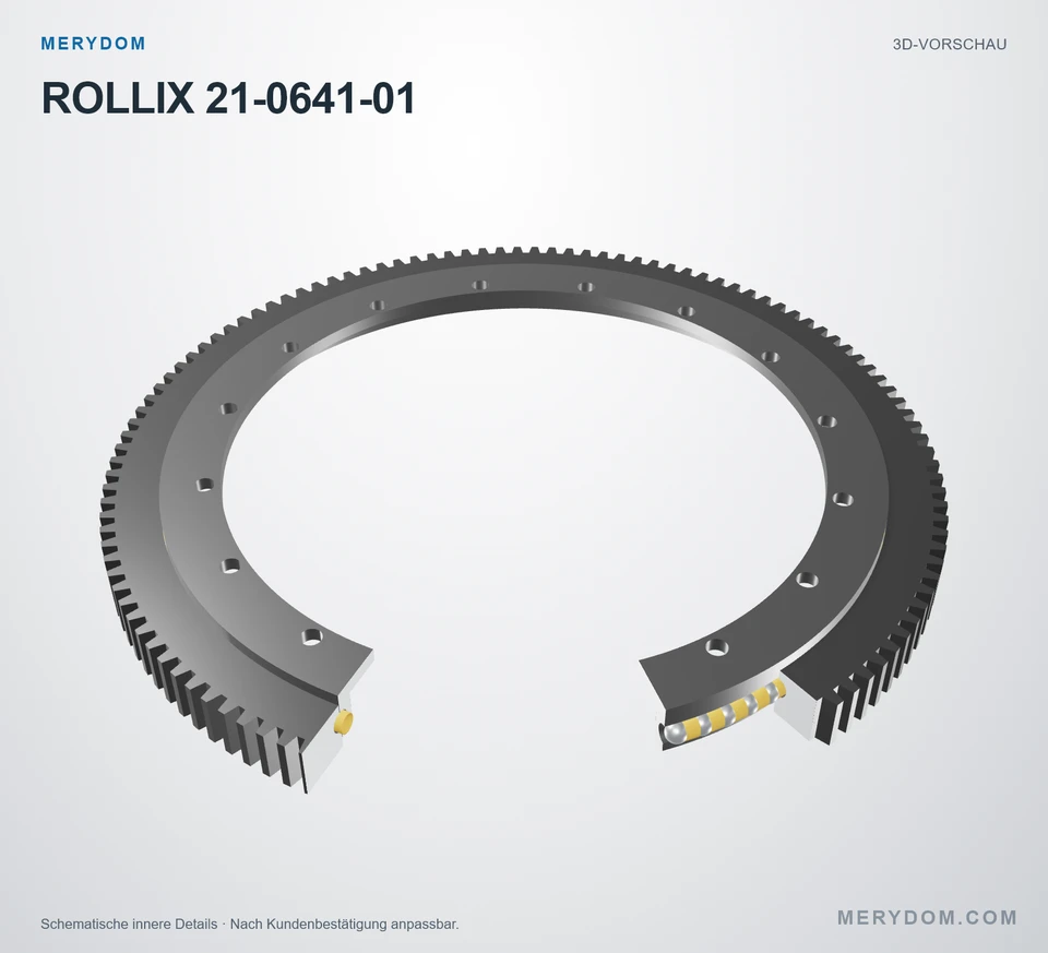 Vorschau des 3D-Modells des MERYDOM-Ersatzdrehkranzes für ROLLIX 21-0641-01.