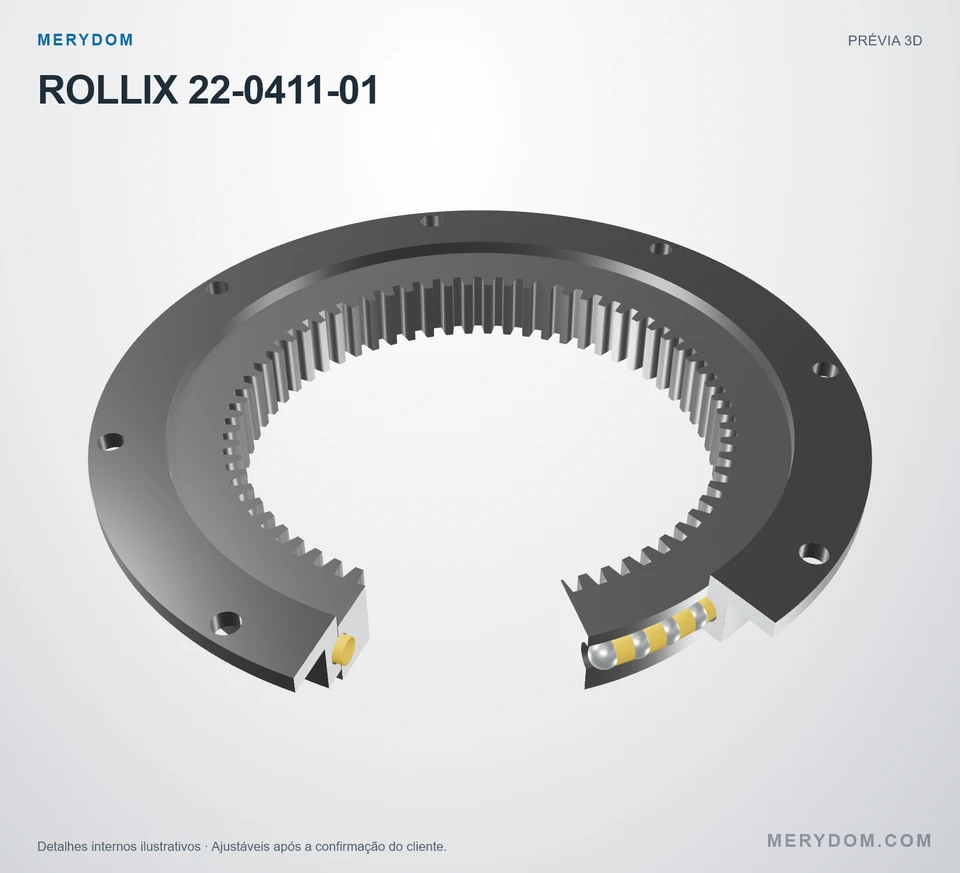 Prévia do modelo 3D do rolamento de giro de substituição MERYDOM para ROLLIX 22-0411-01.