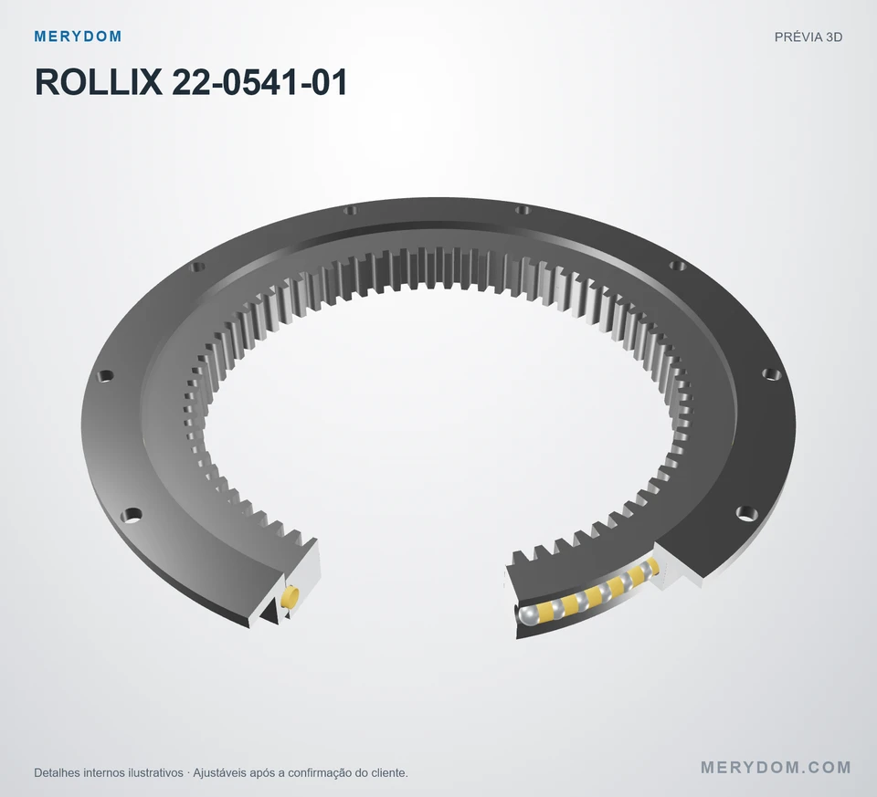 Prévia do modelo 3D do rolamento de giro de substituição MERYDOM para ROLLIX 22-0541-01.