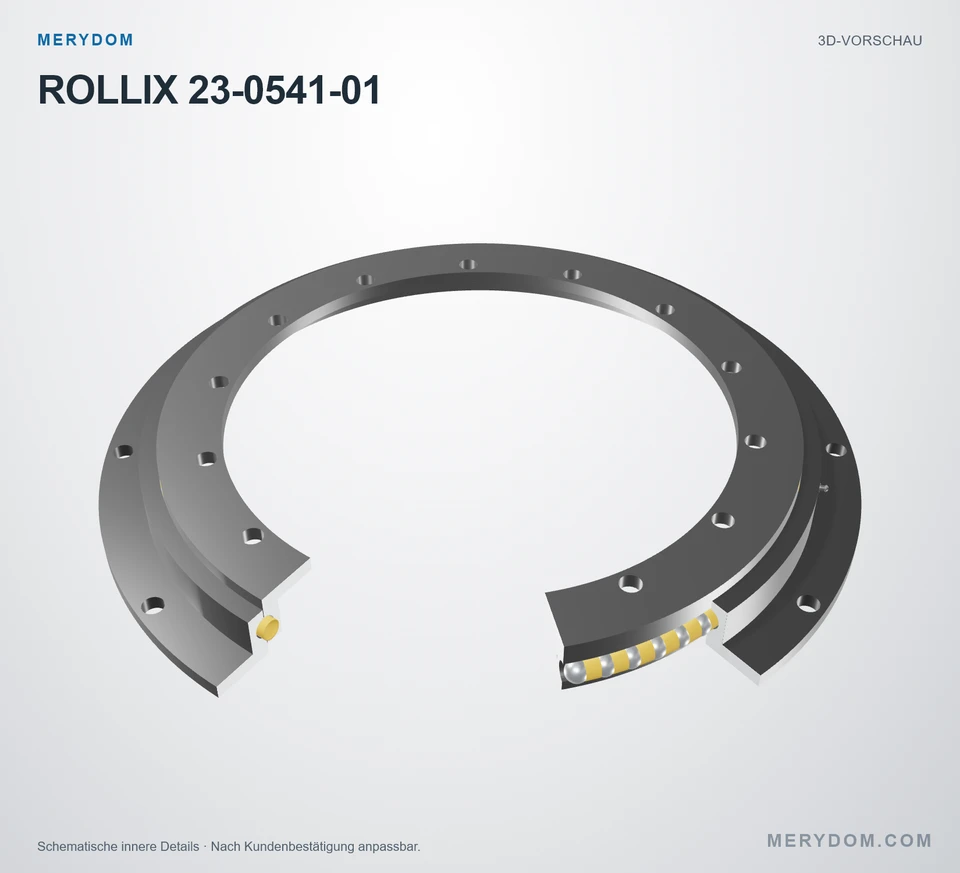 Vorschau des 3D-Modells des MERYDOM-Ersatzdrehkranzes für ROLLIX 23-0541-01.