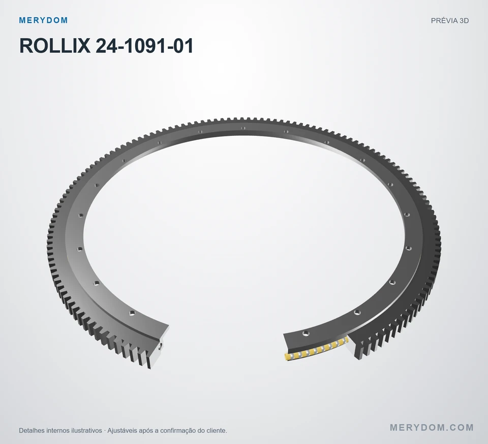 Prévia do modelo 3D do rolamento de giro de substituição MERYDOM para ROLLIX 24-1091-01.