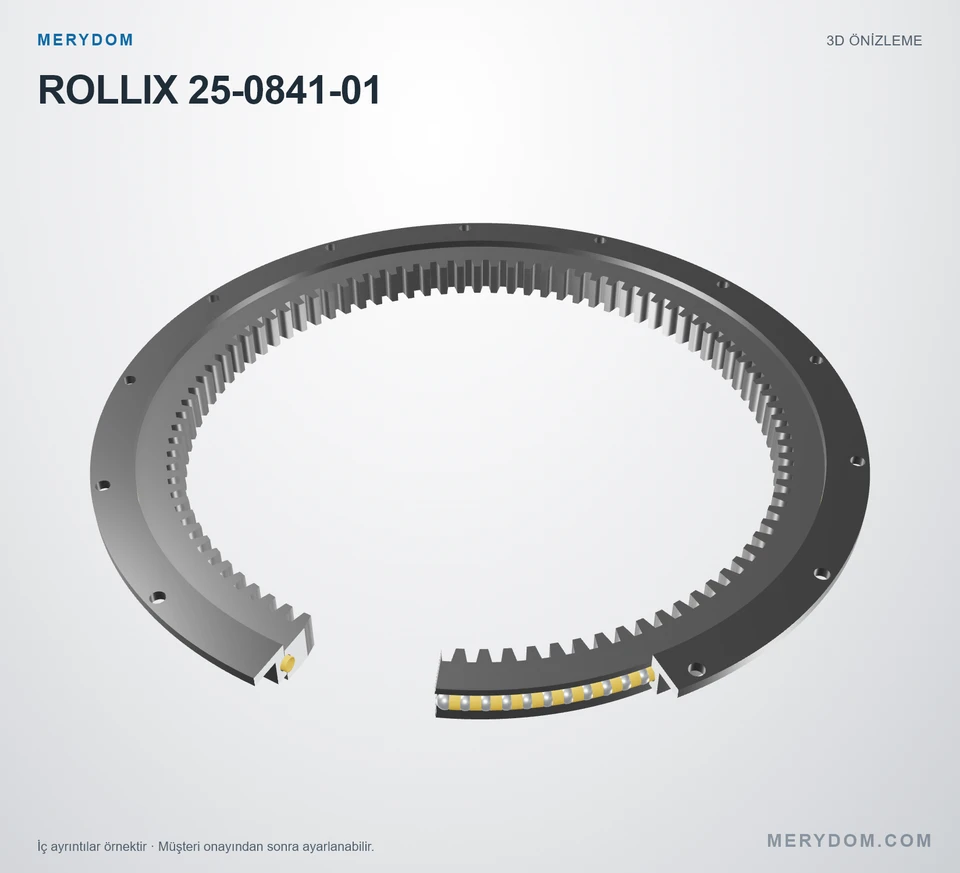 ROLLIX 25-0841-01 için MERYDOM muadil döner tabla rulmanının 3D model önizlemesi.