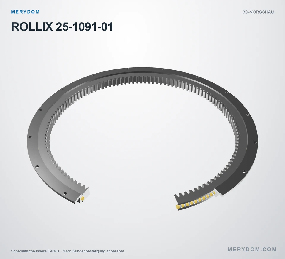 Vorschau des 3D-Modells des MERYDOM-Ersatzdrehkranzes für ROLLIX 25-1091-01.