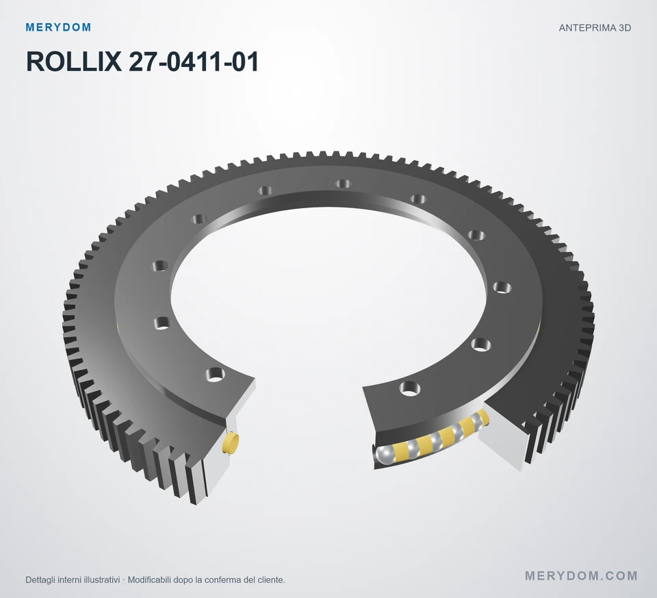 Anteprima del modello 3D del cuscinetto di rotazione sostitutivo MERYDOM per ROLLIX 27-0411-01.