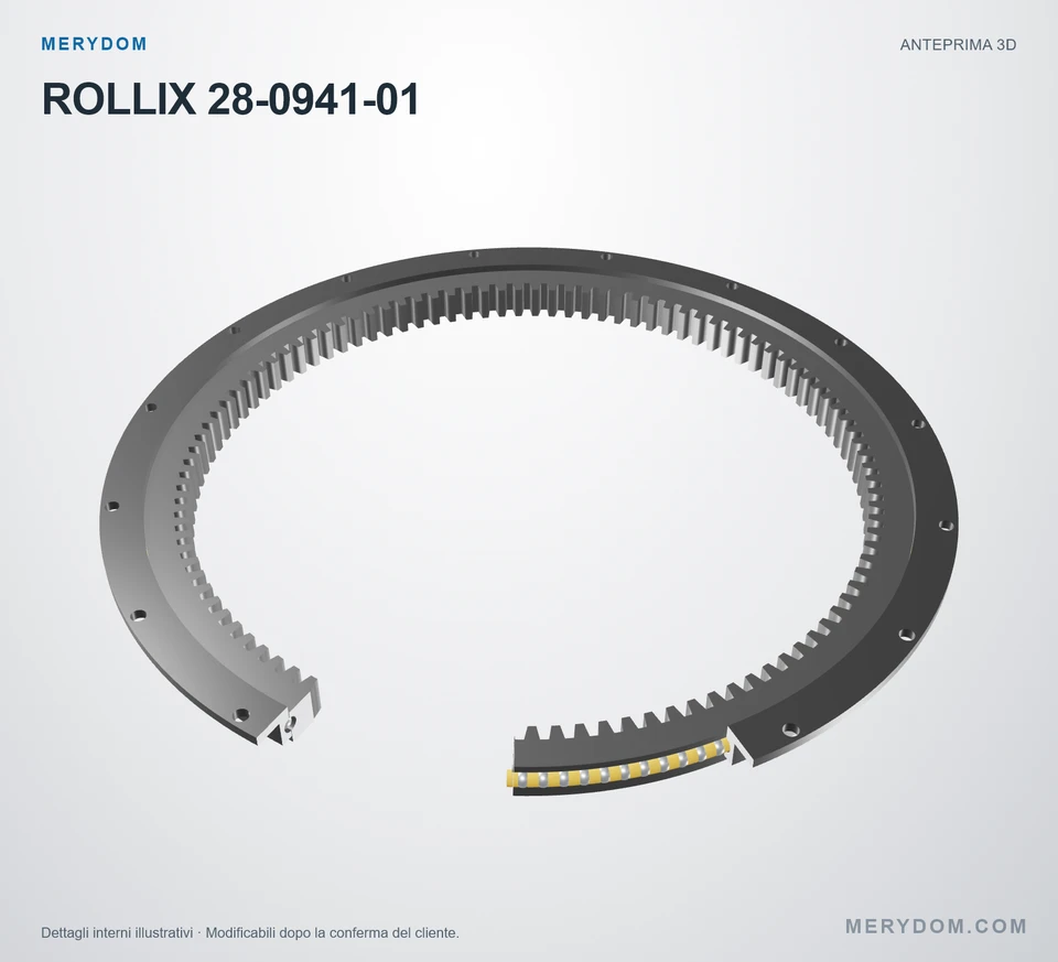 Anteprima del modello 3D del cuscinetto di rotazione sostitutivo MERYDOM per ROLLIX 28-0941-01.