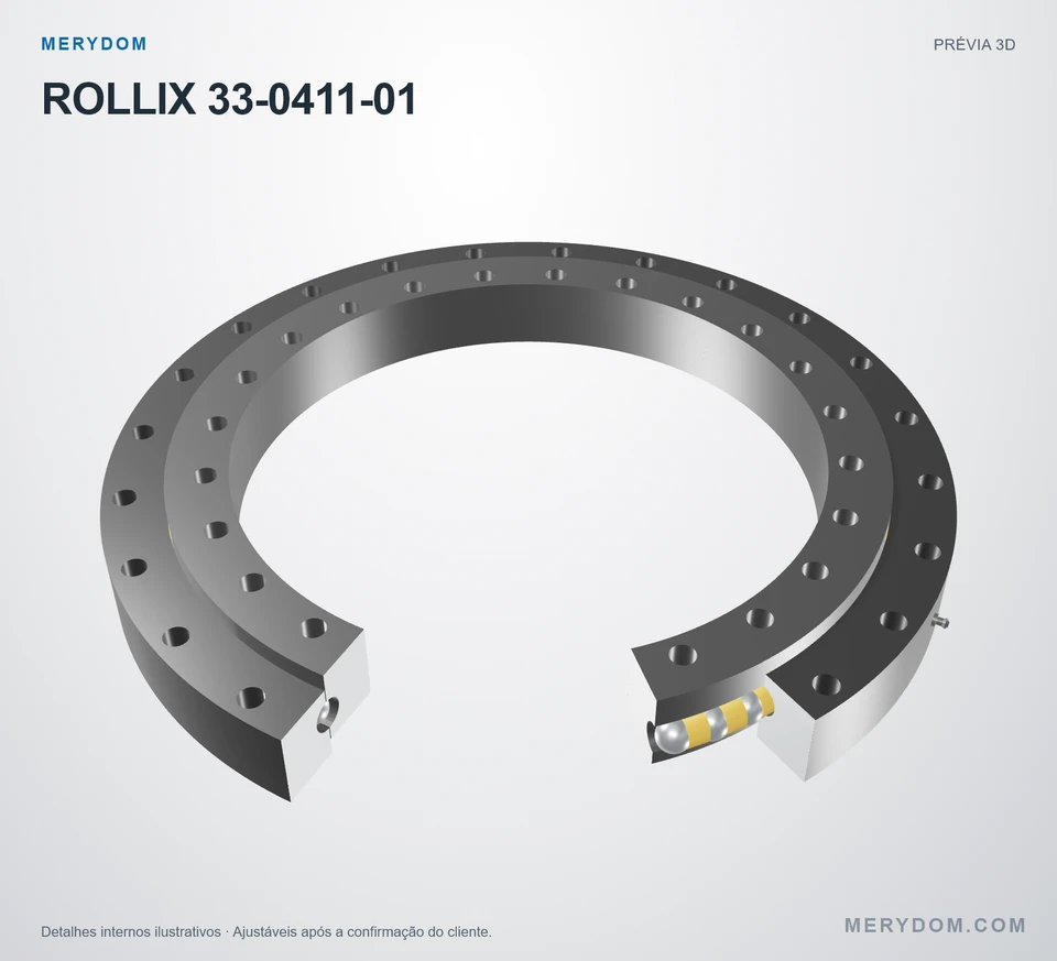 Prévia do modelo 3D do rolamento de giro de substituição MERYDOM para ROLLIX 33-0411-01.