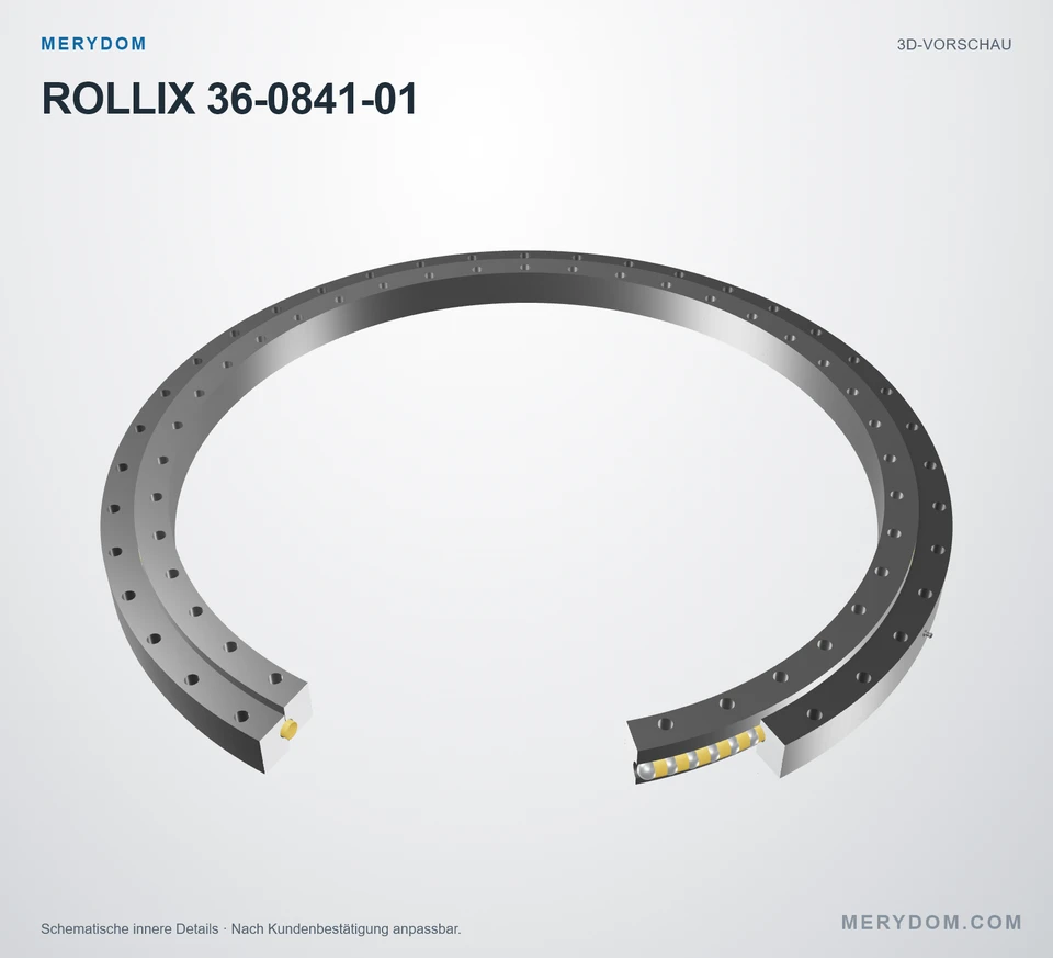 Vorschau des 3D-Modells des MERYDOM-Ersatzdrehkranzes für ROLLIX 36-0841-01.