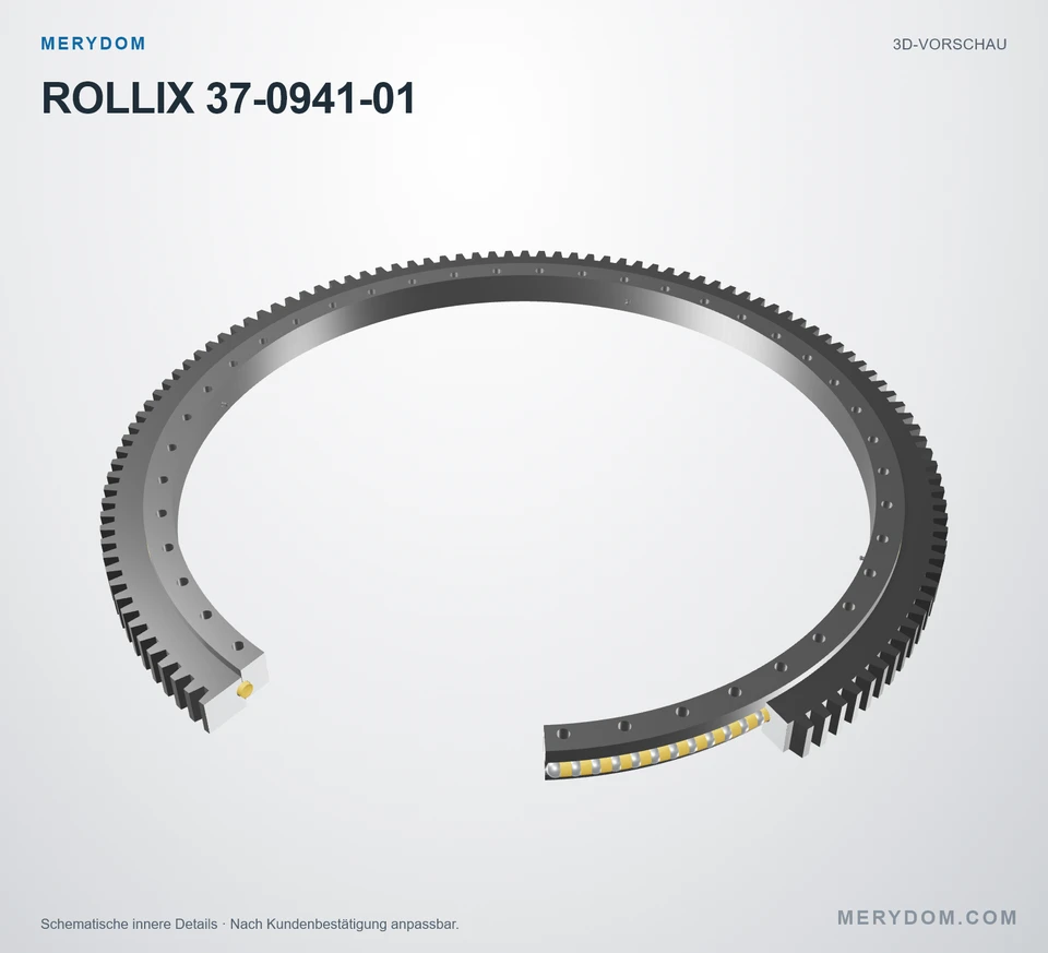 Vorschau des 3D-Modells des MERYDOM-Ersatzdrehkranzes für ROLLIX 37-0941-01.