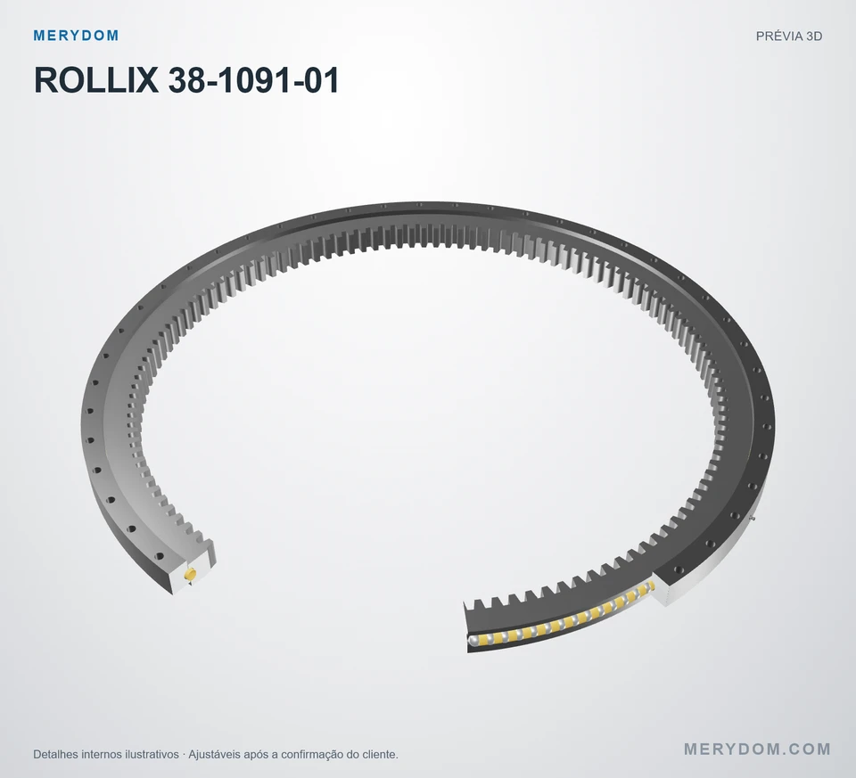 Prévia do modelo 3D do rolamento de giro de substituição MERYDOM para ROLLIX 38-1091-01.