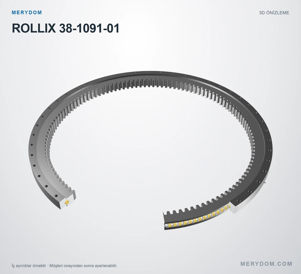 ROLLIX 38-1091-01 için MERYDOM muadil döner tabla rulmanının 3D model önizlemesi.