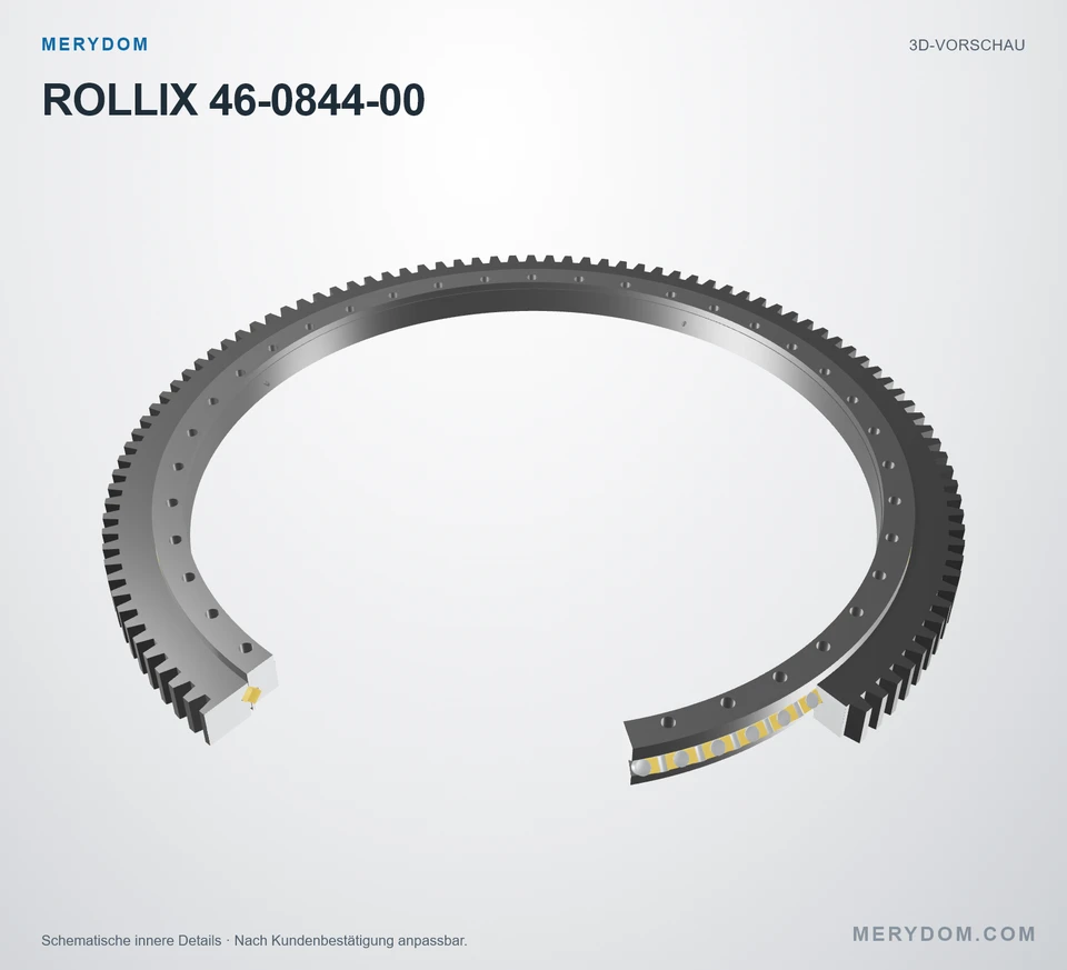 Vorschau des 3D-Modells des MERYDOM-Ersatzdrehkranzes für ROLLIX 46-0844-00.