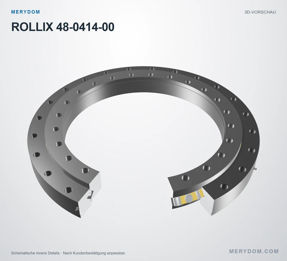 Vorschau des 3D-Modells des MERYDOM-Ersatzdrehkranzes für ROLLIX 48-0414-00.