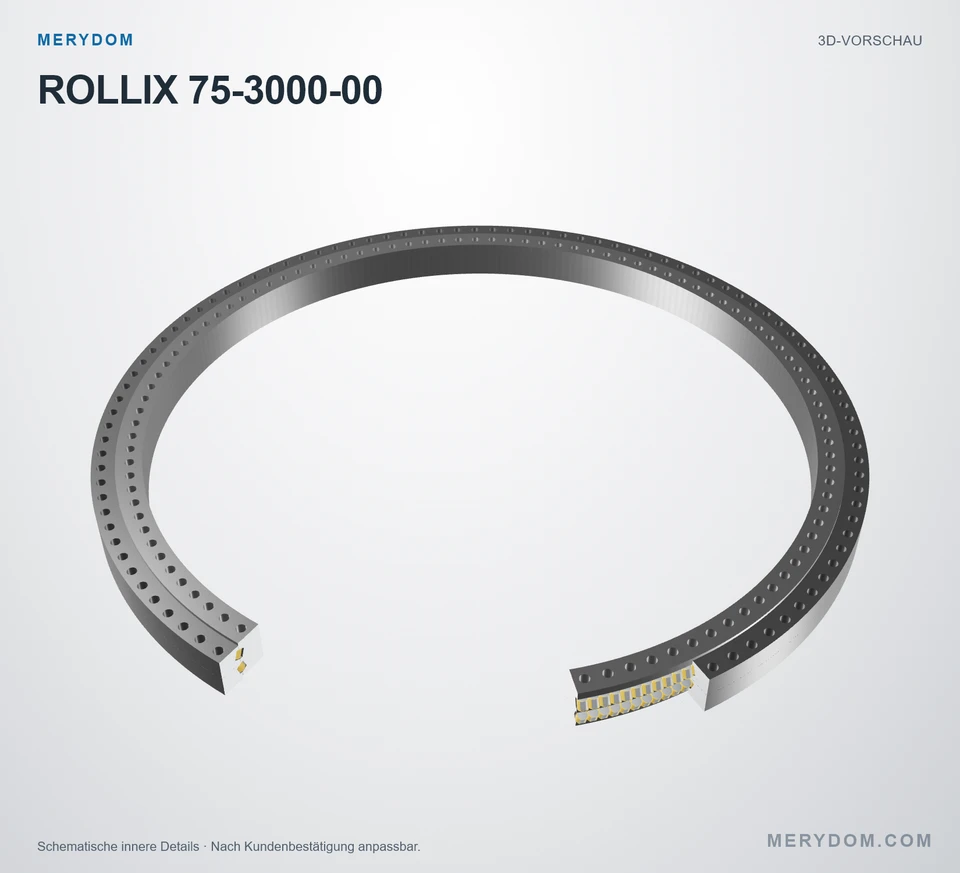 Vorschau des 3D-Modells des MERYDOM-Ersatzdrehkranzes für ROLLIX 75-3000-00.