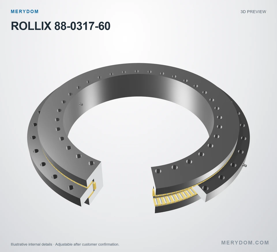 3D model preview of the MERYDOM replacement slewing bearing for ROLLIX 88-0317-60.