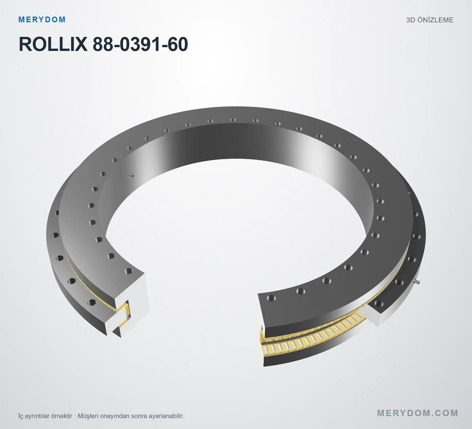ROLLIX 88-0391-60 için MERYDOM muadil döner tabla rulmanının 3D model önizlemesi.