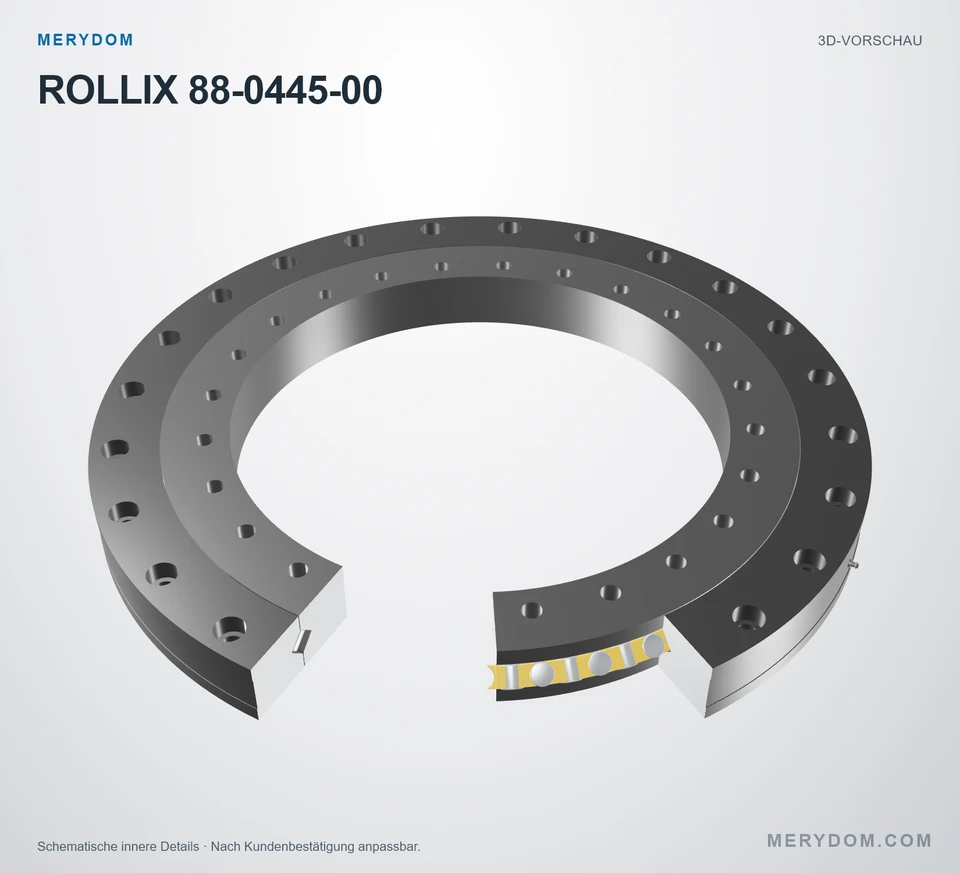 Vorschau des 3D-Modells des MERYDOM-Ersatzdrehkranzes für ROLLIX 88-0445-00.