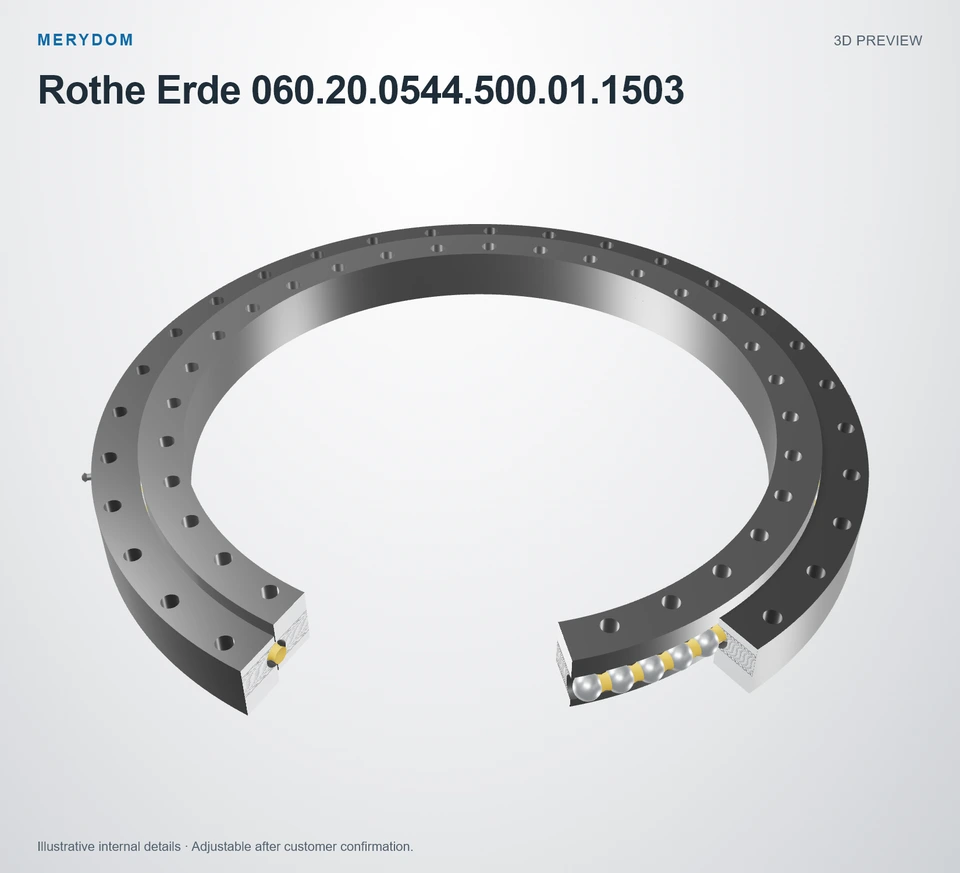 3D model preview of the MERYDOM replacement slewing bearing for Rothe Erde 060.20.0544.500.01.1503.