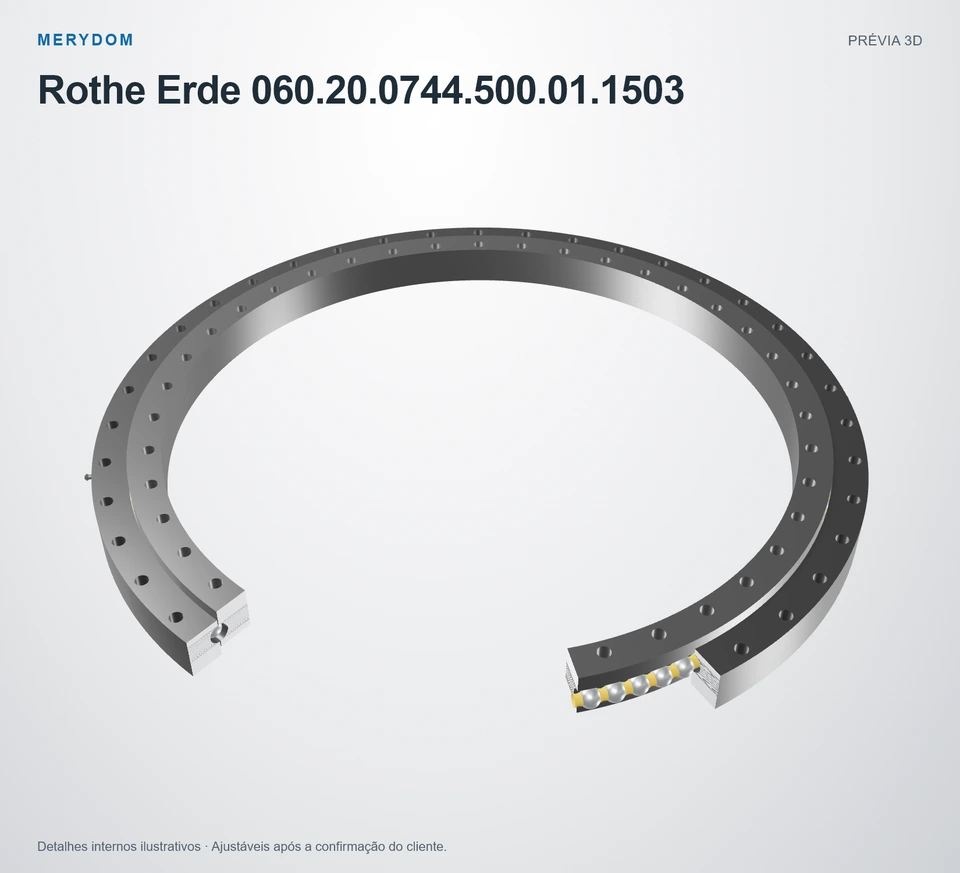 Prévia do modelo 3D do rolamento de giro de substituição MERYDOM para Rothe Erde 060.20.0744.500.01.1503.