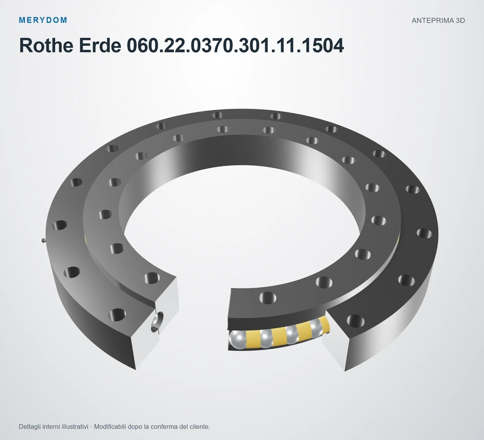 Anteprima del modello 3D del cuscinetto di rotazione sostitutivo MERYDOM per Rothe Erde 060.22.0370.301.11.1504.