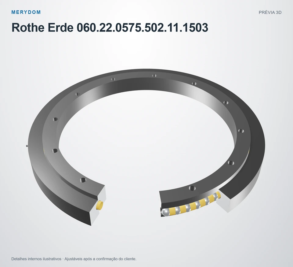 Prévia do modelo 3D do rolamento de giro de substituição MERYDOM para Rothe Erde 060.22.0575.502.11.1503.