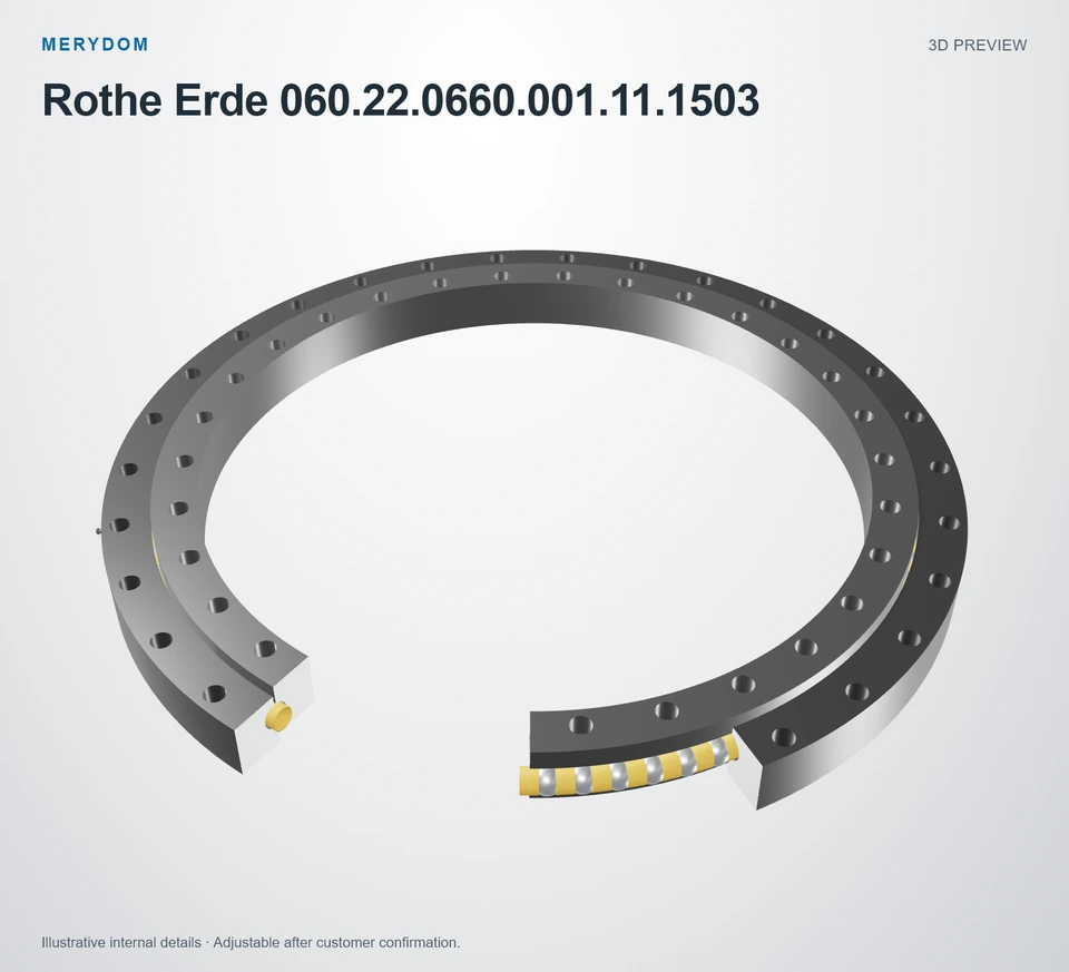 3D model preview of the MERYDOM replacement slewing bearing for Rothe Erde 060.22.0660.001.11.1503.