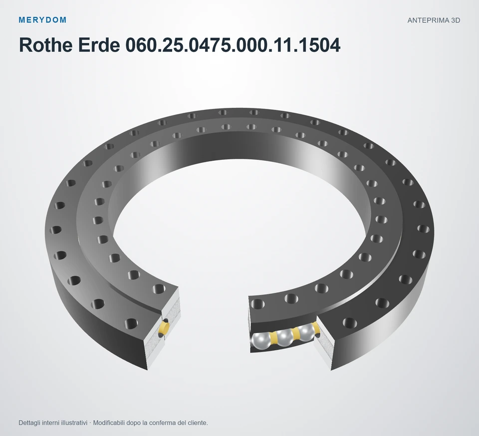 Anteprima del modello 3D del cuscinetto di rotazione sostitutivo MERYDOM per Rothe Erde 060.25.0475.000.11.1504.