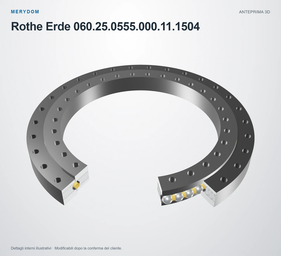 Anteprima del modello 3D del cuscinetto di rotazione sostitutivo MERYDOM per Rothe Erde 060.25.0555.000.11.1504.