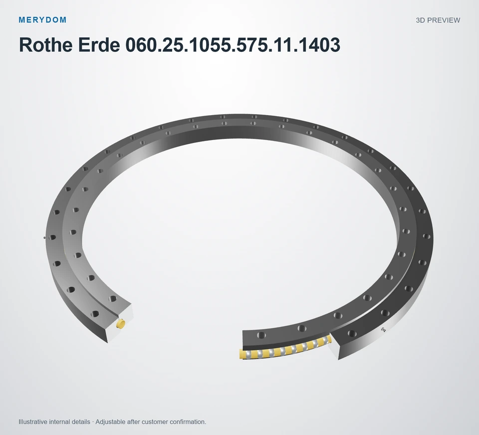 3D model preview of the MERYDOM replacement slewing bearing for Rothe Erde 060.25.1055.575.11.1403.