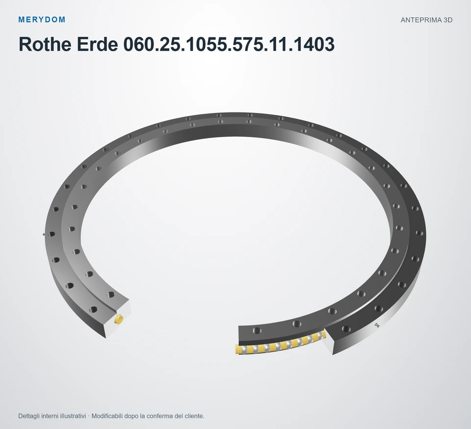 Anteprima del modello 3D del cuscinetto di rotazione sostitutivo MERYDOM per Rothe Erde 060.25.1055.575.11.1403.