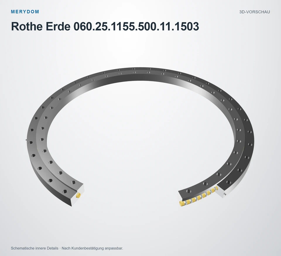 Vorschau des 3D-Modells des MERYDOM-Ersatzdrehkranzes für Rothe Erde 060.25.1155.500.11.1503.