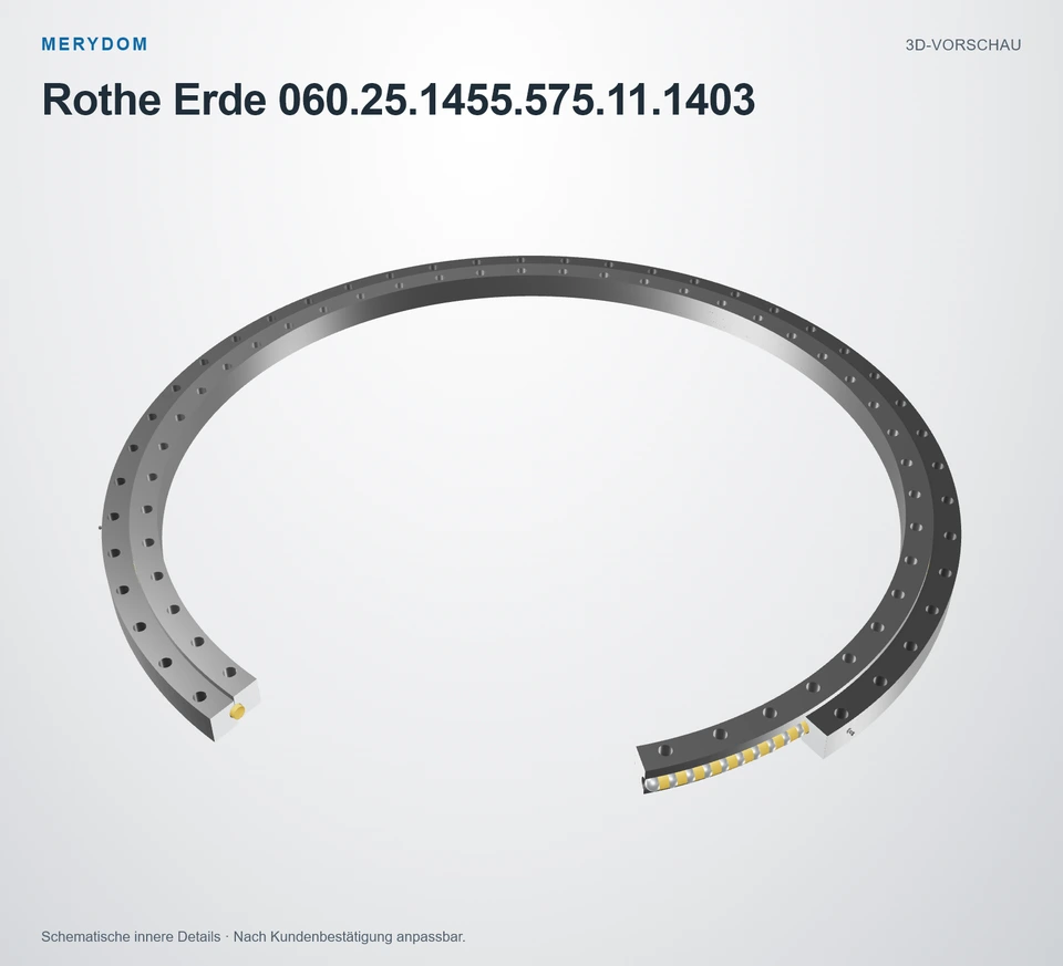 Vorschau des 3D-Modells des MERYDOM-Ersatzdrehkranzes für Rothe Erde 060.25.1455.575.11.1403.