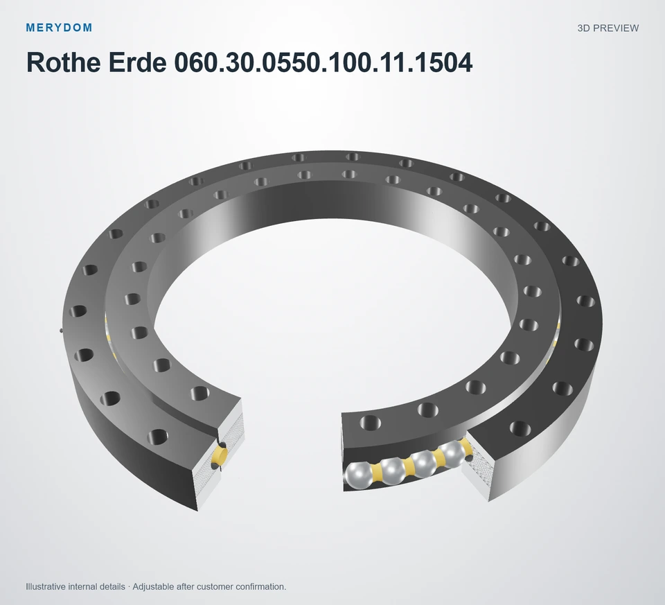 3D model preview of the MERYDOM replacement slewing bearing for Rothe Erde 060.30.0550.100.11.1504.