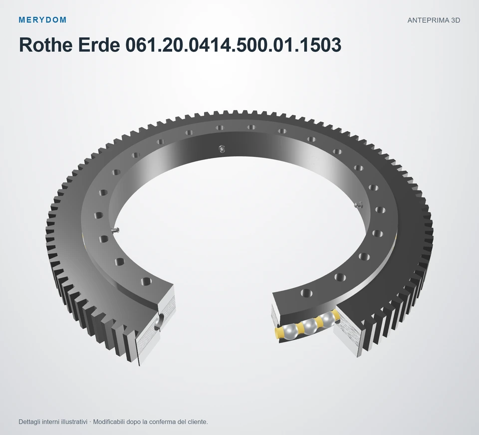 Anteprima del modello 3D del cuscinetto di rotazione sostitutivo MERYDOM per Rothe Erde 061.20.0414.500.01.1503.