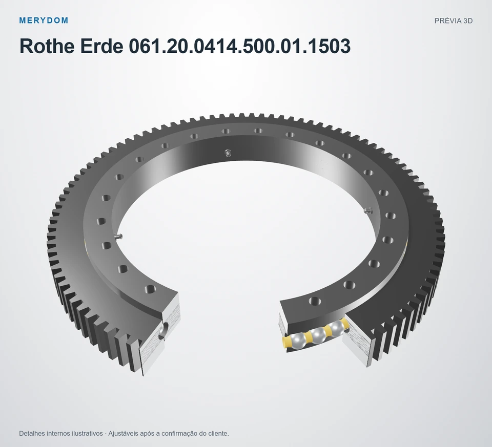 Prévia do modelo 3D do rolamento de giro de substituição MERYDOM para Rothe Erde 061.20.0414.500.01.1503.