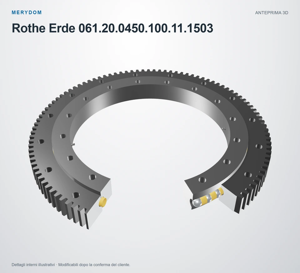 Anteprima del modello 3D del cuscinetto di rotazione sostitutivo MERYDOM per Rothe Erde 061.20.0450.100.11.1503.
