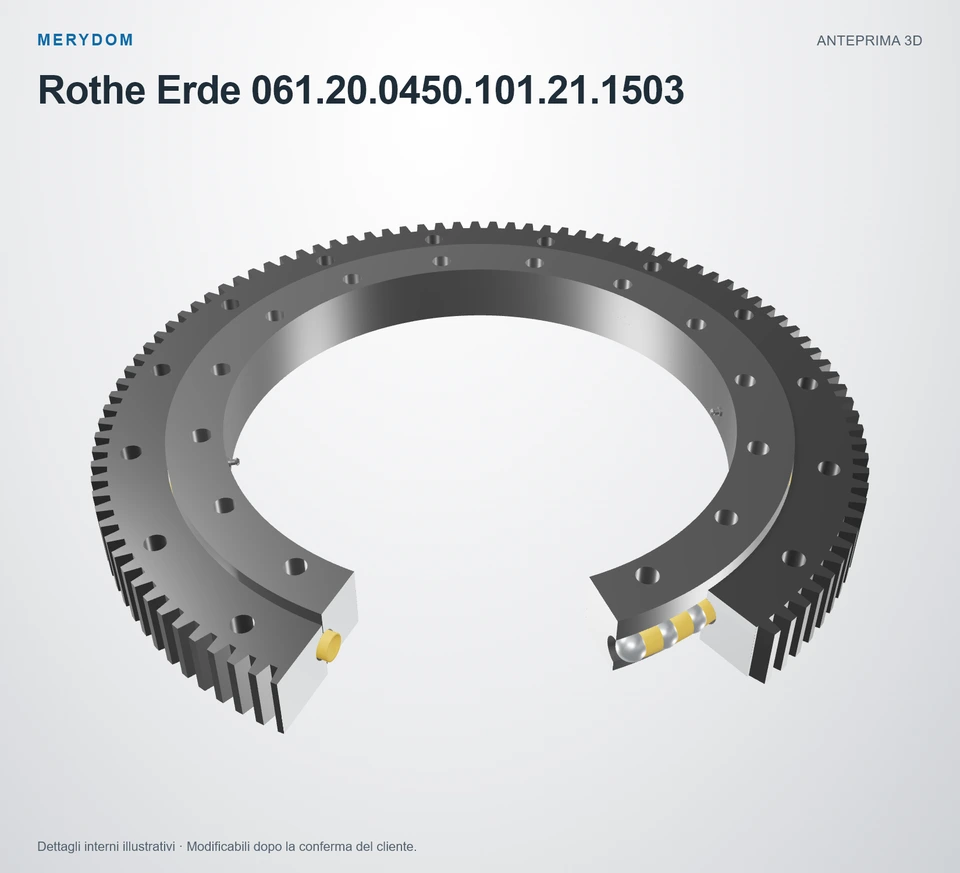 Anteprima del modello 3D del cuscinetto di rotazione sostitutivo MERYDOM per Rothe Erde 061.20.0450.101.21.1503.
