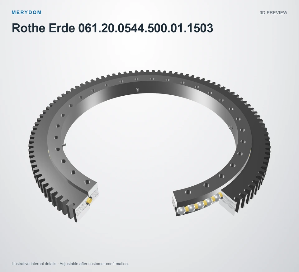 3D model preview of the MERYDOM replacement slewing bearing for Rothe Erde 061.20.0544.500.01.1503.