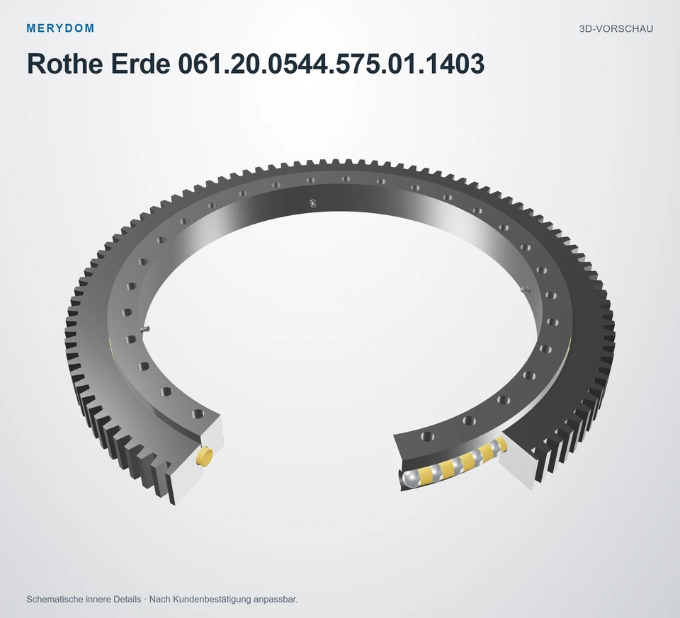 Vorschau des 3D-Modells des MERYDOM-Ersatzdrehkranzes für Rothe Erde 061.20.0544.575.01.1403.