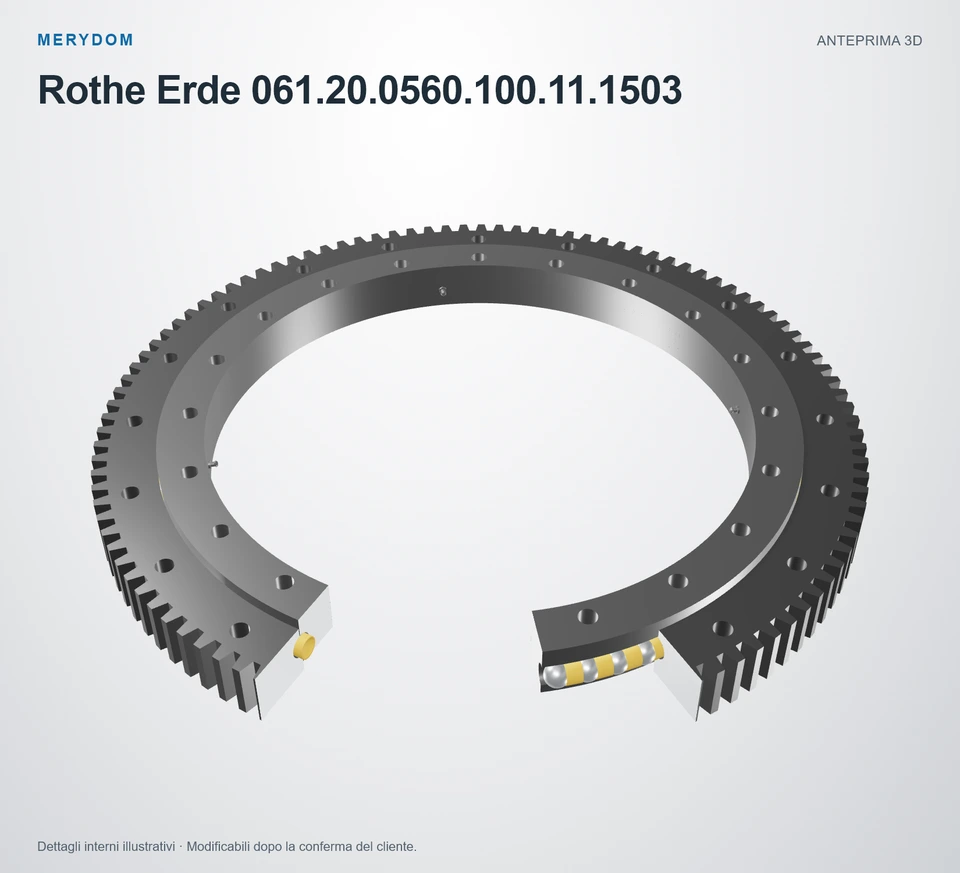 Anteprima del modello 3D del cuscinetto di rotazione sostitutivo MERYDOM per Rothe Erde 061.20.0560.100.11.1503.