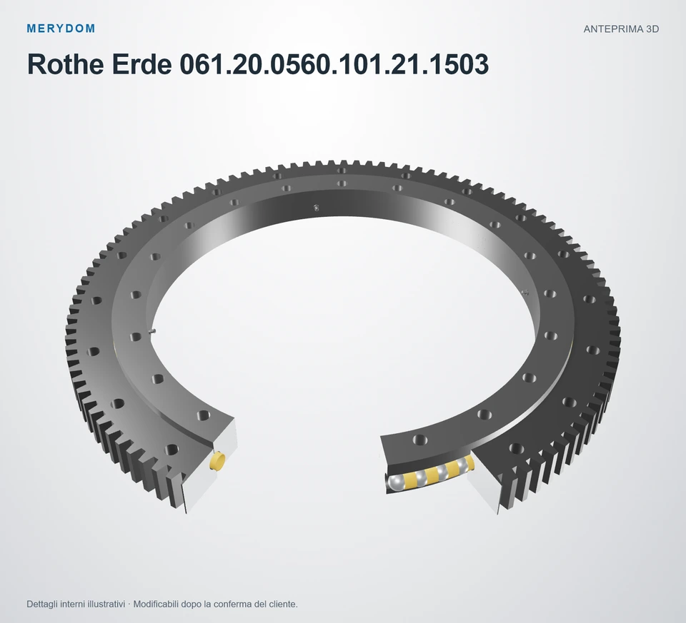 Anteprima del modello 3D del cuscinetto di rotazione sostitutivo MERYDOM per Rothe Erde 061.20.0560.101.21.1503.