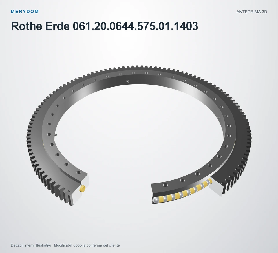 Anteprima del modello 3D del cuscinetto di rotazione sostitutivo MERYDOM per Rothe Erde 061.20.0644.575.01.1403.