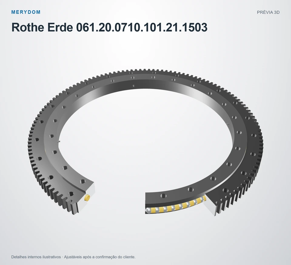 Prévia do modelo 3D do rolamento de giro de substituição MERYDOM para Rothe Erde 061.20.0710.101.21.1503.