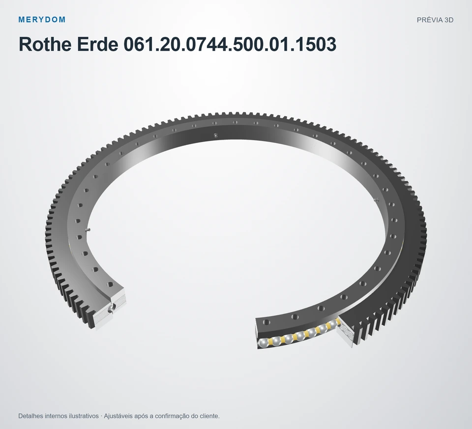 Prévia do modelo 3D do rolamento de giro de substituição MERYDOM para Rothe Erde 061.20.0744.500.01.1503.