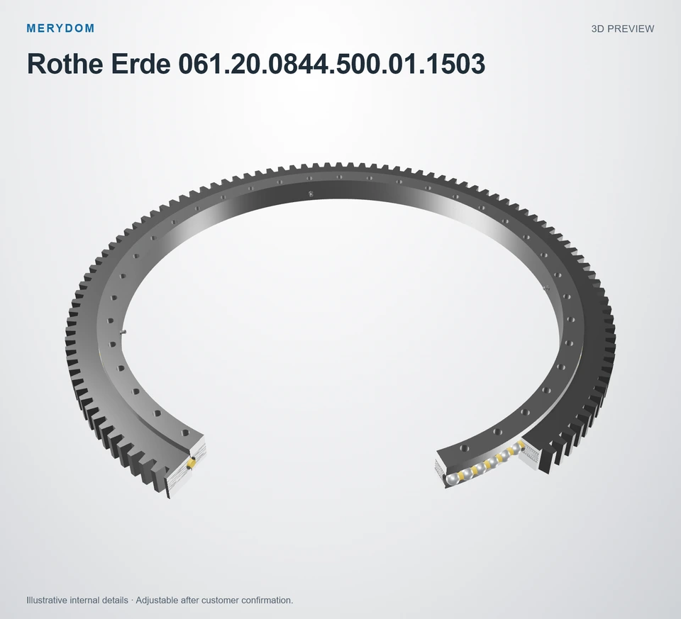 3D model preview of the MERYDOM replacement slewing bearing for Rothe Erde 061.20.0844.500.01.1503.