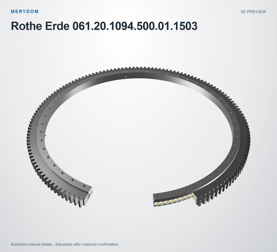 3D model preview of the MERYDOM replacement slewing bearing for Rothe Erde 061.20.1094.500.01.1503.