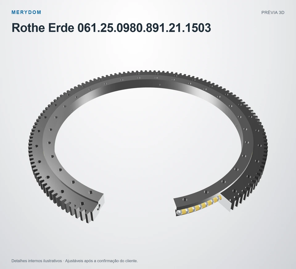 Prévia do modelo 3D do rolamento de giro de substituição MERYDOM para Rothe Erde 061.25.0980.891.21.1503.