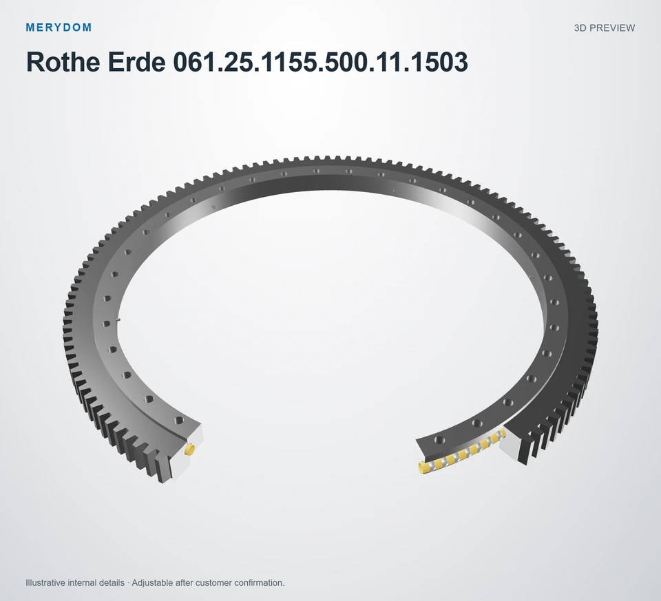 3D model preview of the MERYDOM replacement slewing bearing for Rothe Erde 061.25.1155.500.11.1503.