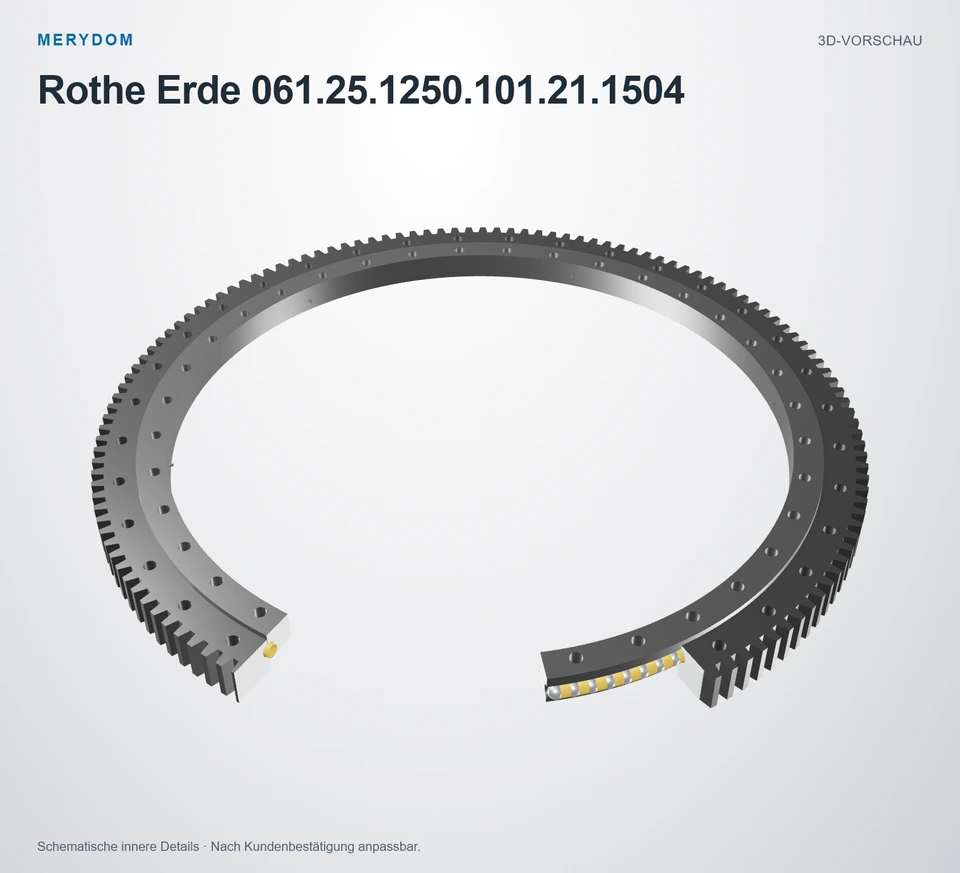 Vorschau des 3D-Modells des MERYDOM-Ersatzdrehkranzes für Rothe Erde 061.25.1250.101.21.1504.
